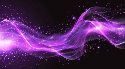 Poster - Glow spiral trail, dream power motion with sparkles isolated on transparent background. Magic light effect, purple air flow with twinkle stars. Realistic 3D modern illustration.