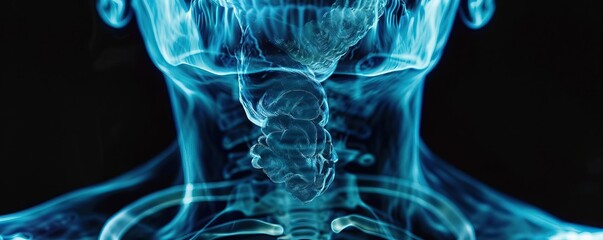 Wall Mural - A detailed Xray image of the thyroid gland, responsible for energy regulation, positioned in the lower neck near the windpipe