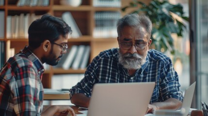 Poster - a young teacher helps a man with a laptop computer, complimenting his work. Today's adult training centers help people develop new skills they can use for a lifetime.