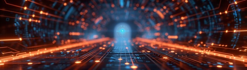 Modern illustration of abstract circuit lines. Futuristic technology digital hi tech background.