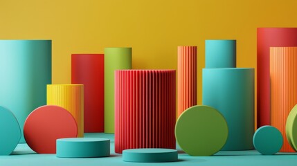 Poster - Colorful geometric compositions, rendered in 3D