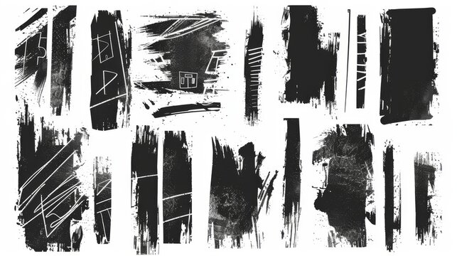 A set of hand-drawn doodle squiggles, chalk or marker doodle rouge scratches, grunge charcoal scribble stripes, emphasis arrows and grime arrows. Modern illustration of hand painted scrawl frames in