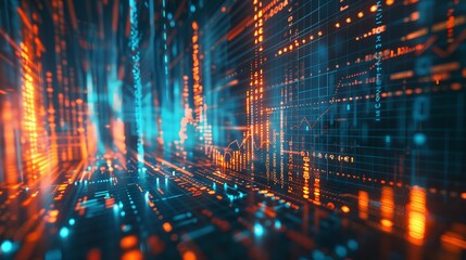 Poster - Background digital chart of stock business, statistics and diagrams about financial exchange, trend, and trade