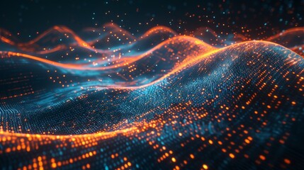 Aufkleber - a background of abstract telecommunications technology with digital particles, quantum computing, ar
