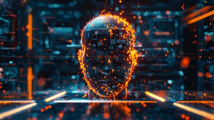 Poster - Integrated electronic human head, artificial intelligence technology, biotechnology innovation, robot progress, and machine learning