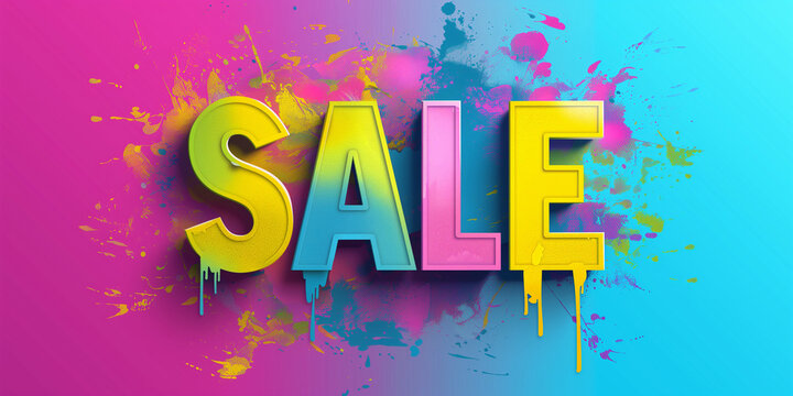sale concept banner design. dynamic font against a background of bright colorful strokes. advertisin