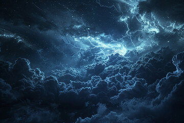 Wall Mural - Storm flash over the night sky Concept on topic weather, cataclysms, hurricane, Typhoon, tornado, storm, ia generated 