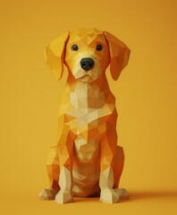 Wall Mural - A 3D illustration of a low poly dog. AI.