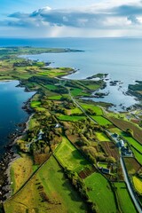 an aerial view of a large body of water