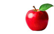 © your_inspiration - Photorealistic polished red apple with green leaf isolated on transparent background. Organic fruit design element PNG cutout collection. Garden Lifestyle. Fresh food, cooking, diet concept. Side view