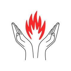 human hands with fire like god blessing
