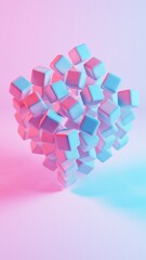 Poster - 3D background composed of soft cubes, creating a visually appealing and tactile environment..