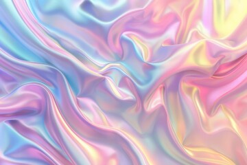Fototapete - Iridescent holographic rainbow pastel colors digital art phone wallpaper with iridescence and opalescence in the style of rainbow fluid design.