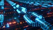 © kinza - Binary code chain playing in the background. Concept of a network link.