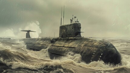 Poster - a submarine can be a powerful and responsible tool in war, generated by AI