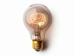 bright ideas, lightbulb with a filament brain outline inside