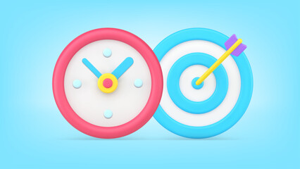 Poster - Success time management deadline achievement productivity skill organization 3d icon vector