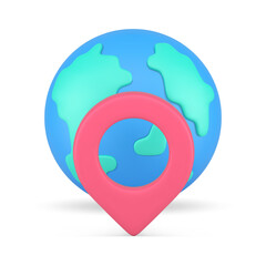 Poster - Global navigation map pin positioning planet Earth discovery travel delivery tracking 3d icon vector