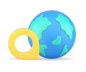 Poster - Worldwide position research navigation service map pin marker destination 3d icon vector