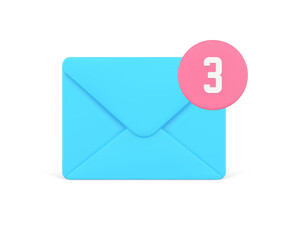 Poster - Incoming message three notification internet newsletter reminder online chatting 3d icon vector