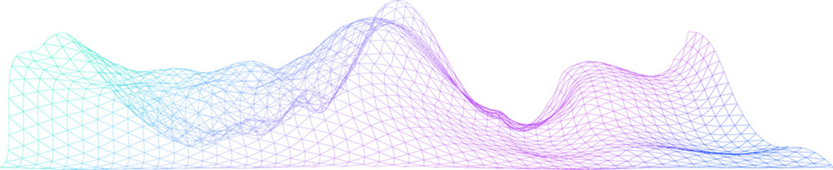 Aufkleber - Big Data, Informational Technologies, Artificial Intelligence. Purple-blue abstract grid wave on transparent background. Design element for presentations, covers, screensavers, web design.