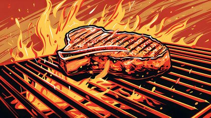 Barbecue BBQ Image of pork or beef for Menu and Restaurant Advertising, Assorted Delicious Grilled Meat