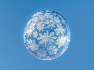 Poster - Frozen snowflakes inside glass sphere