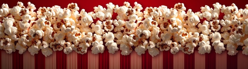 Wall Mural - Delicious popcorn overflowing on a red background