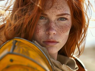 Poster - portrait of a young woman with freckles and red hair