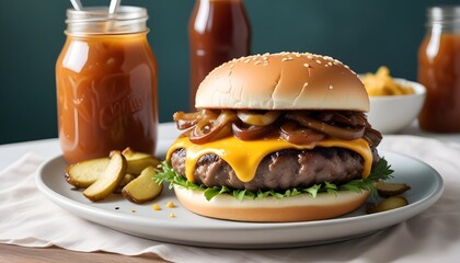 tasty cheeseburger isolated on white background