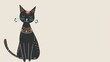 © Oksana Smyshliaeva - Elegant Black Folk Art Cat Illustration with Decorative Patterns