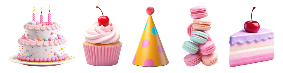 Wall Mural - sweets png element set on transparent background
