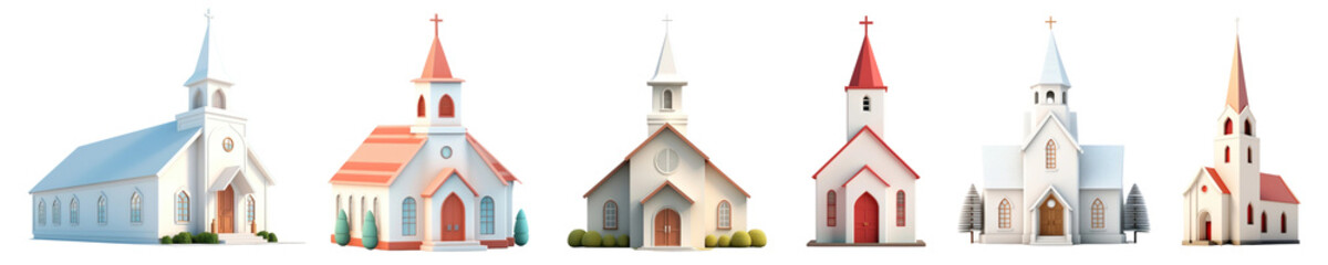 Wall Mural - Church png element set on transparent background