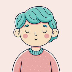 Minimalist person with a sleepy expression, crafted in an adorable doodle style, Generative AI