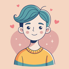 Minimalist person with a loving expression, crafted in an adorable doodle style, Generative AI