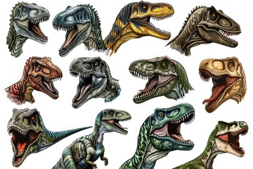Poster - A group of dinosaurs with mouths open. Ideal for educational materials