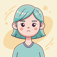 Minimalist person with a pouting expression, crafted in an adorable doodle style, Generative AI