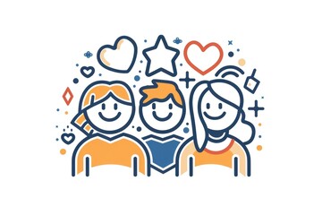 Poster - A group of people standing next to each other. Suitable for teamwork concepts