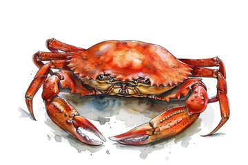 Poster - A detailed painting of a crab on a plain white background. Suitable for educational materials or marine-themed designs