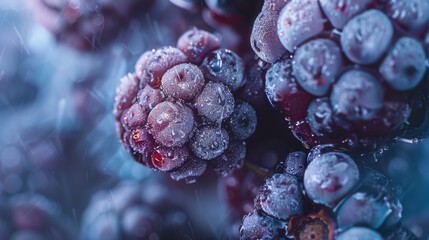 Poster - Close-up of frozen berries, perfect for food and health-related designs