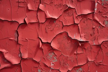 Poster - Close up of peeling red paint on a wall, suitable for background or texture use