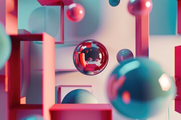 Poster - Colorful balls floating in mid-air, perfect for festive designs