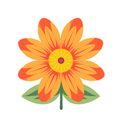 Poster - Flat Design of a Flower Isolated on Transparent Background, PNG, Cut Out.