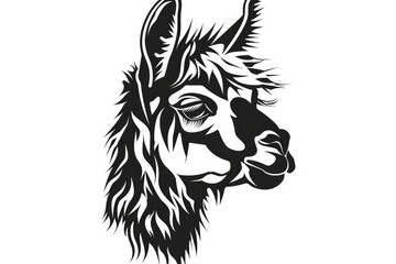 Poster - A detailed black and white drawing of a llama. Suitable for various design projects