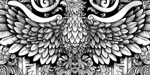 Poster - Detailed black and white drawing of a bird. Suitable for various design projects