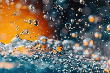Poster - Bunch of bubbles floating in the water, ideal for backgrounds or textures