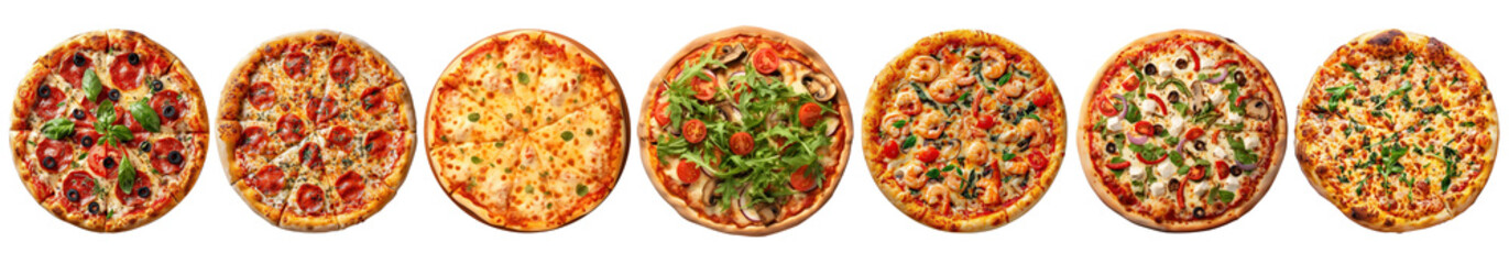 Wall Mural - homemade italian pizza png element set on transparent background