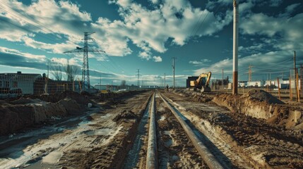 Poster - A bulldozer at work on a construction site, ideal for illustrating industrial projects