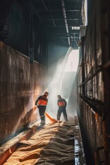 Poster - Two men standing next to each other. Suitable for business and teamwork concepts