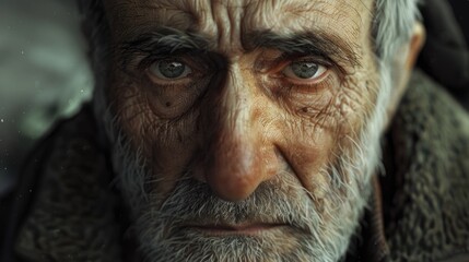 Poster - A detailed image of an elderly man with a beard. Suitable for various projects